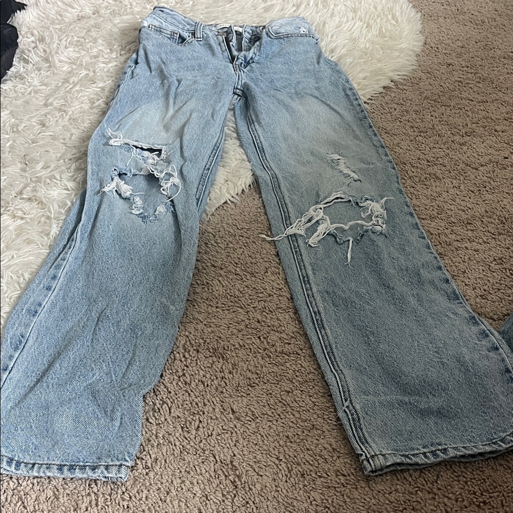 Distressed Light Blue Jeans